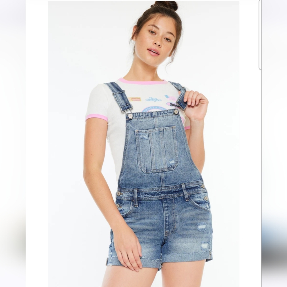 KanCan Remedy Mid Rise overall Denim shorts sugg. szXS Sz0